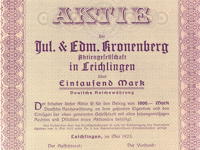 bueltmann-gruppe-historie-1923-aktie-kronenberg-leichlingen